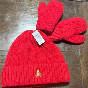 Baby GAP Red Knit Hat and Mittens Set for Kids